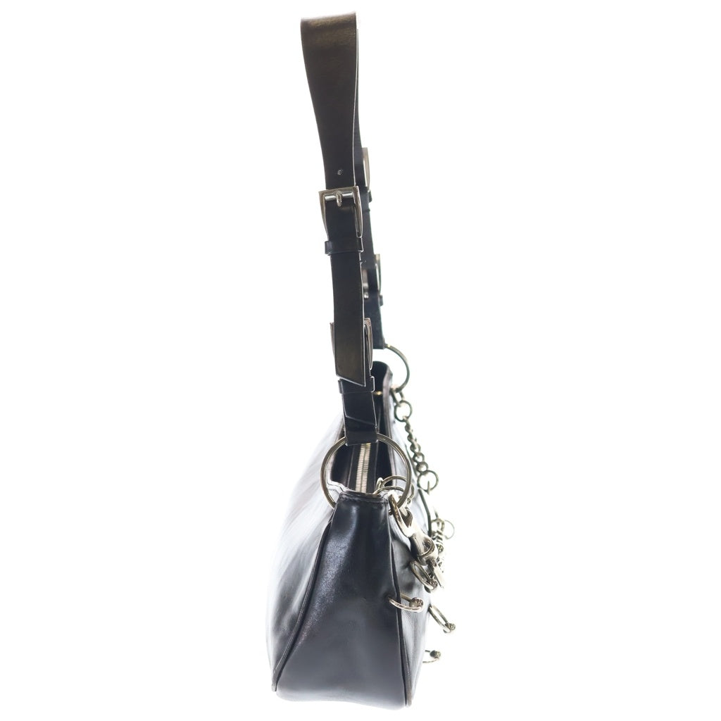 DIOR(ディオール) ガリアーノ期 ハードコア ピアス レザー ハンド ワンショルダーバッグ シルバー金具 ブラック レディース