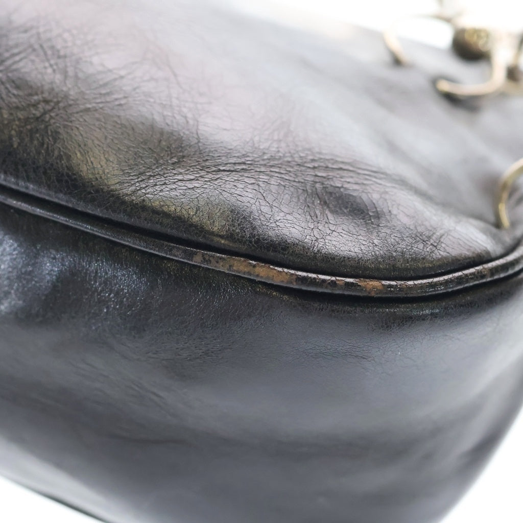 DIOR(ディオール) ガリアーノ期 ハードコア ピアス レザー ハンド ワンショルダーバッグ シルバー金具 ブラック レディース