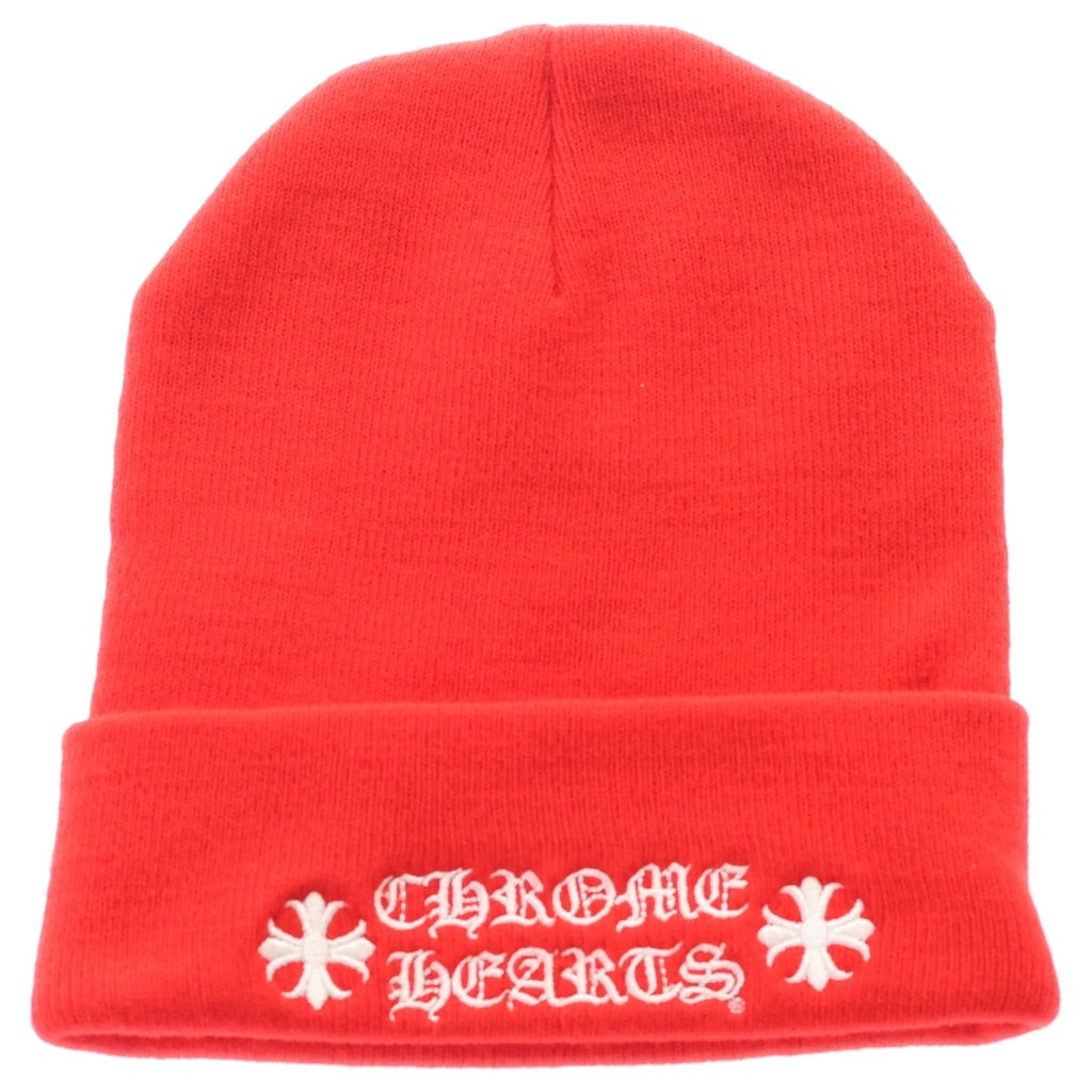 CHROME HEARTS(クロムハーツ) WATCH CAP CHプラス ロゴ刺繍 ワッチキャップ ニット 帽子 ビーニー レッド