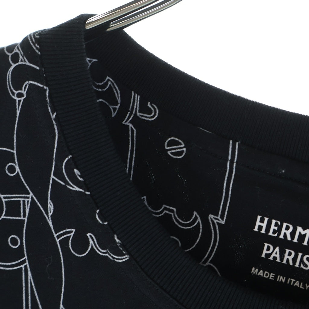 HERMES(エルメス) フェロヌリー リミックス 半袖Tシャツ カットソー コットン 総柄 ブラック 6E4627DH レディース