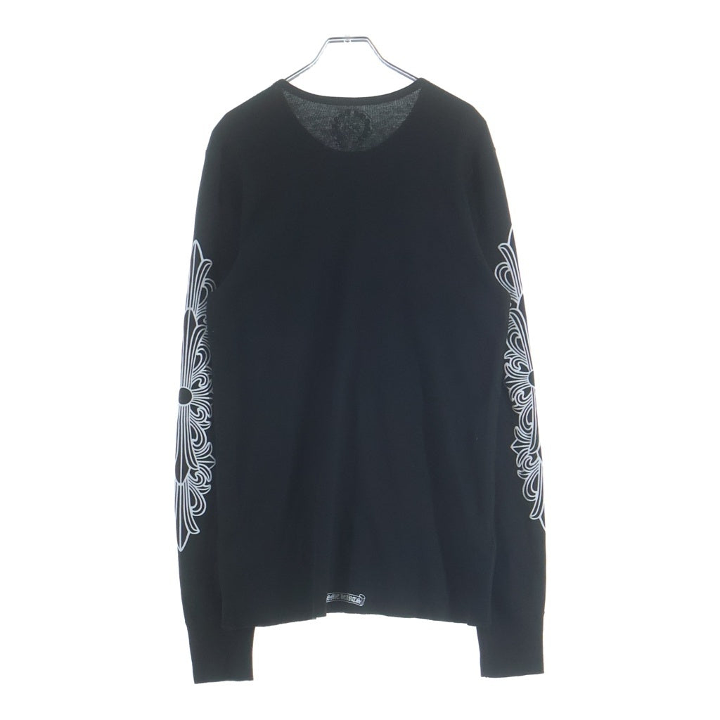 CHROME HEARTS(クロムハーツ) 袖フローラル サーマル ロングスリーブTシャツ カットソー 長袖Tシャツ ロンT ホースシュー ブラック