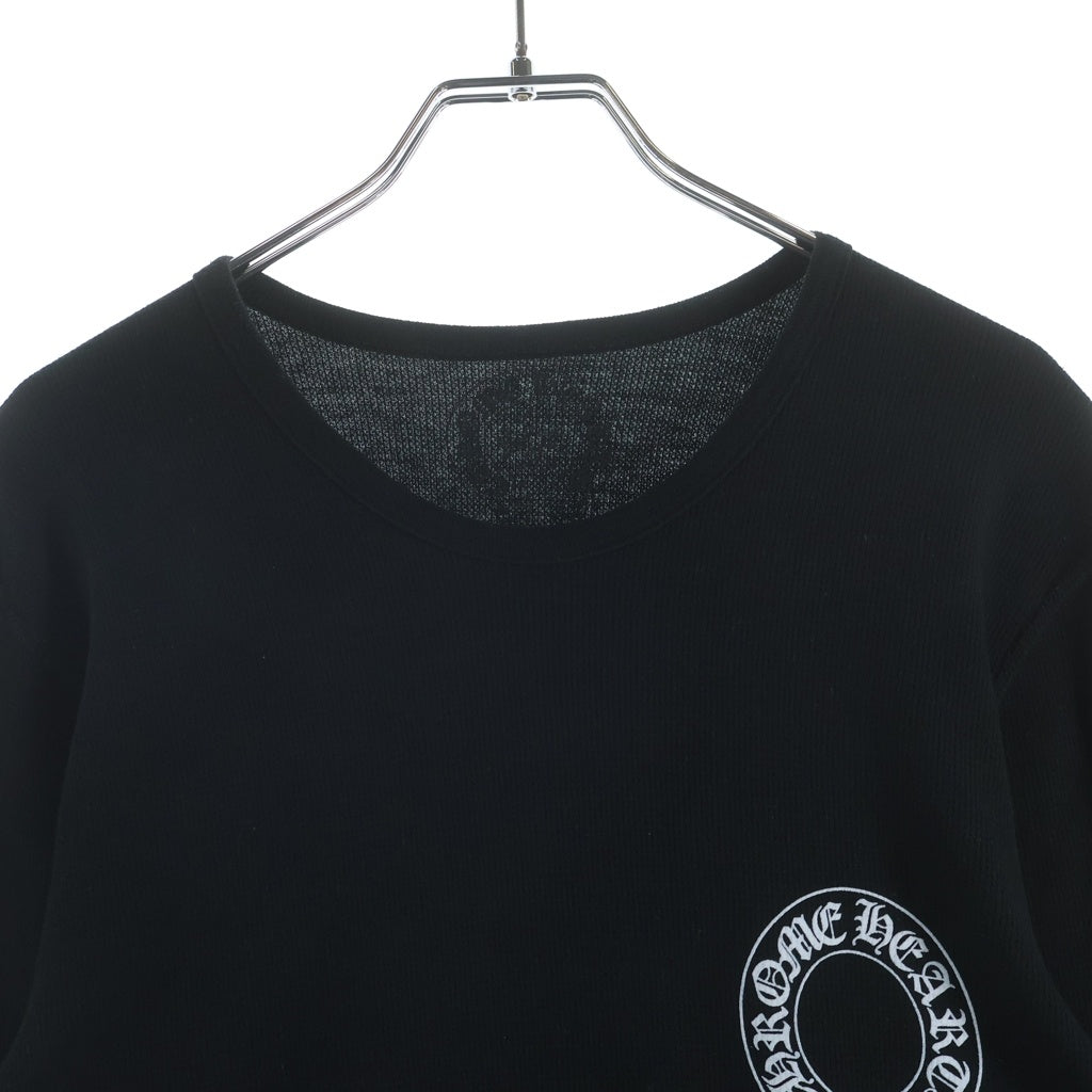 CHROME HEARTS(クロムハーツ) 袖フローラル サーマル ロングスリーブTシャツ カットソー 長袖Tシャツ ロンT ホースシュー ブラック