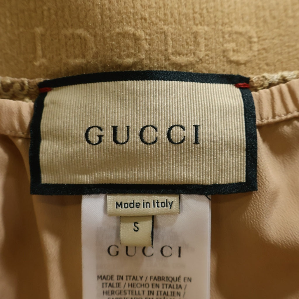 GUCCI(グッチ) 22AW GGネット レーストリム ロングスカート ウエストゴム コットン ナイロン ポリエステル ベージュ 678193 レディース