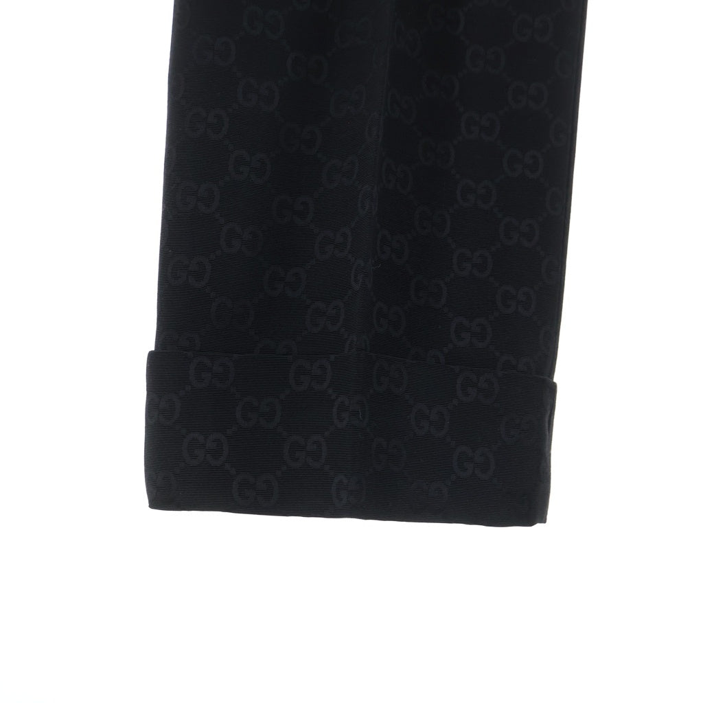 GUCCI(グッチ) GGパターン センタープレス ロングパンツ スラックス コットン レーヨン 裾ダブル ブラック 664408 レディース