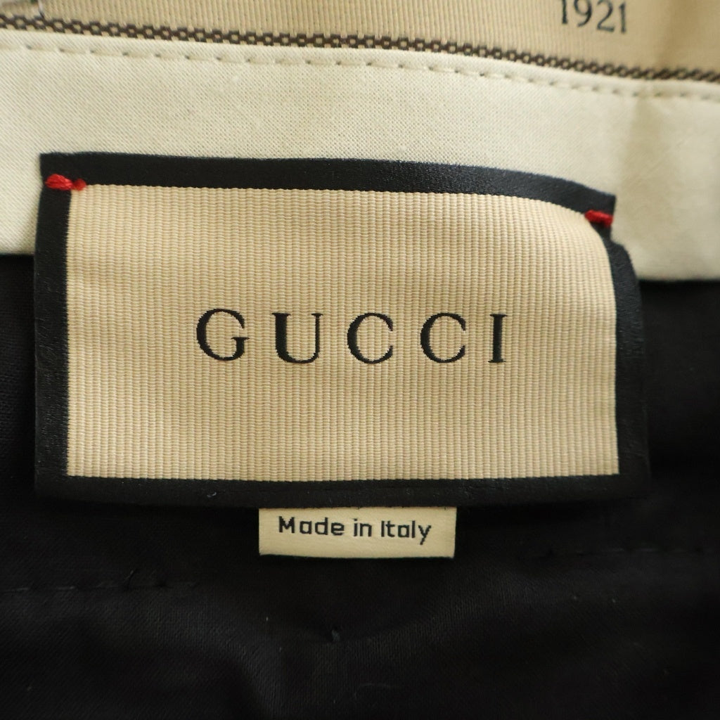 GUCCI(グッチ) GGパターン センタープレス ロングパンツ スラックス コットン レーヨン 裾ダブル ブラック 664408 レディース
