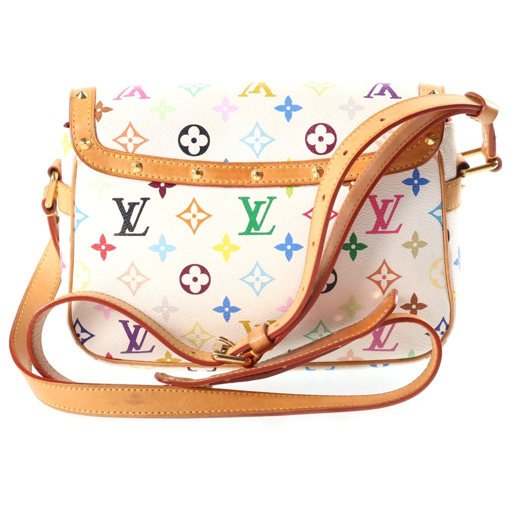 LOUIS VUITTON(ルイヴィトン) モノグラム マルチカラー ソローニュ PVC レザー ショルダーバッグ ゴールド金具 ホワイト M92661 レディース