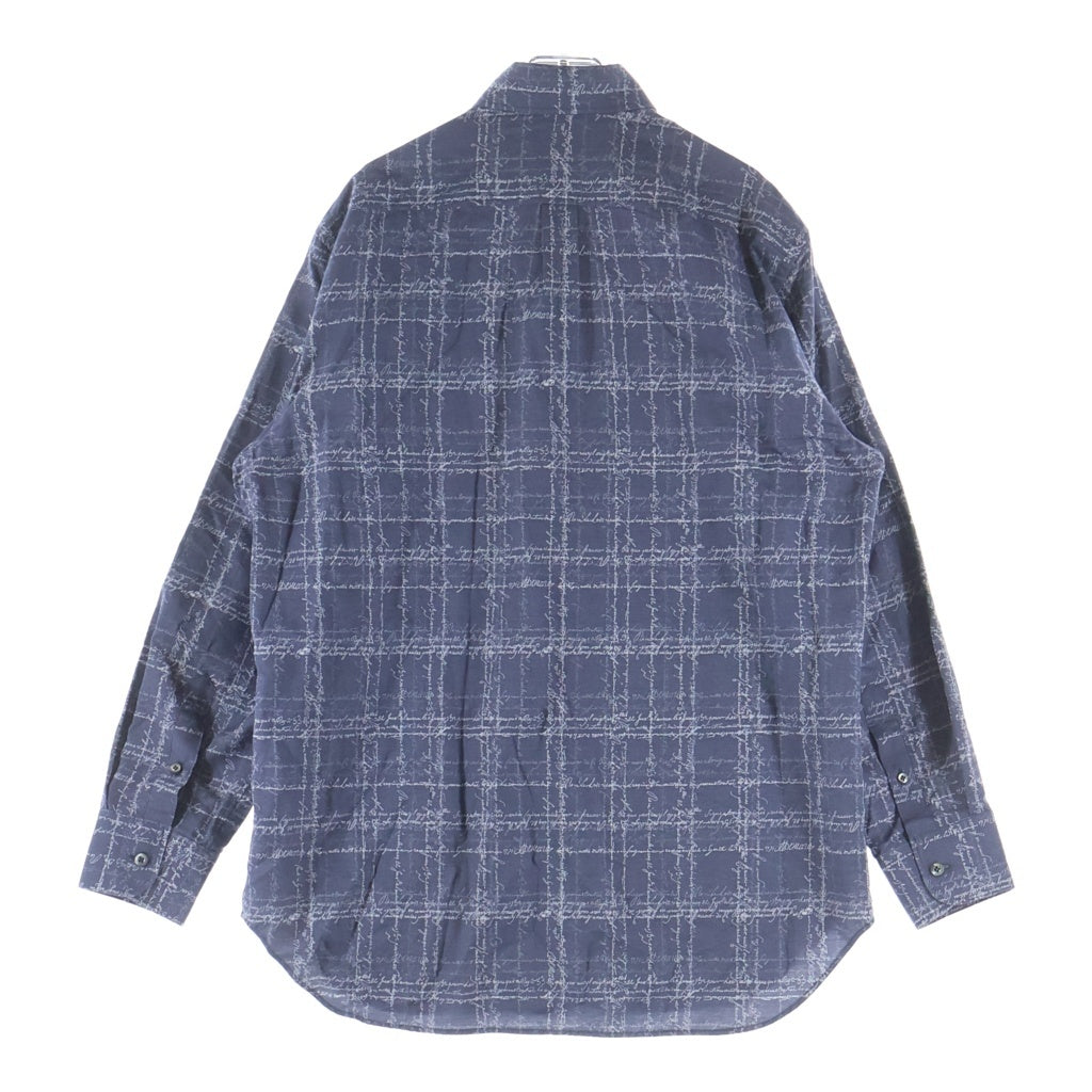 Berluti(ベルルッティ) カリグラフィ 総柄コットンロングシャツ ネイビー