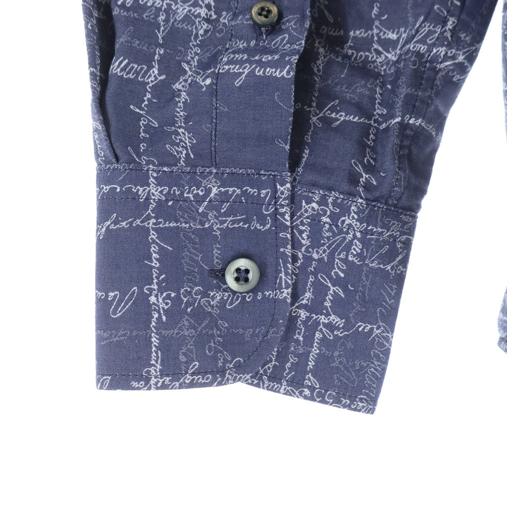 Berluti(ベルルッティ) カリグラフィ 総柄コットンロングシャツ ネイビー