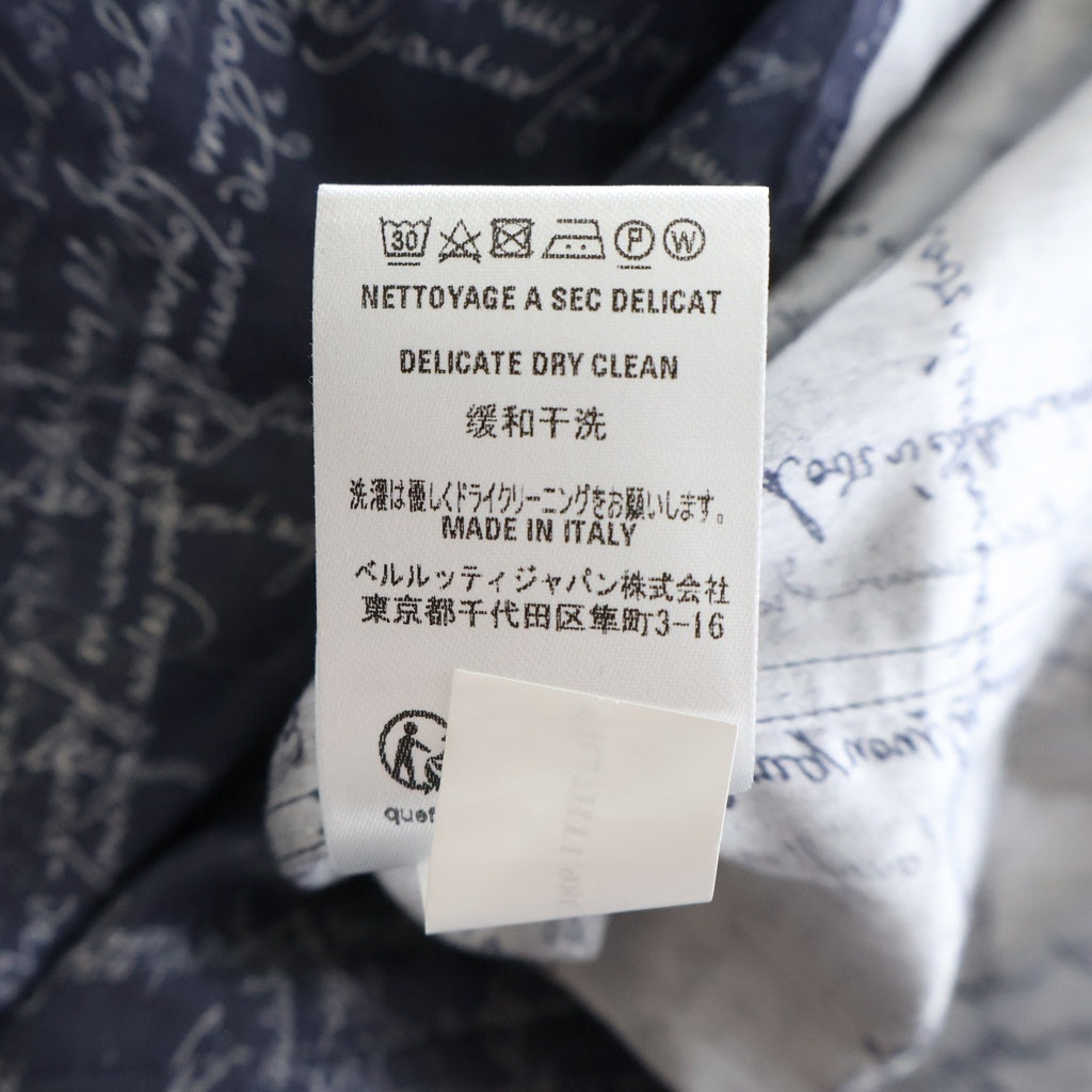 Berluti(ベルルッティ) カリグラフィ 総柄コットンロングシャツ ネイビー
