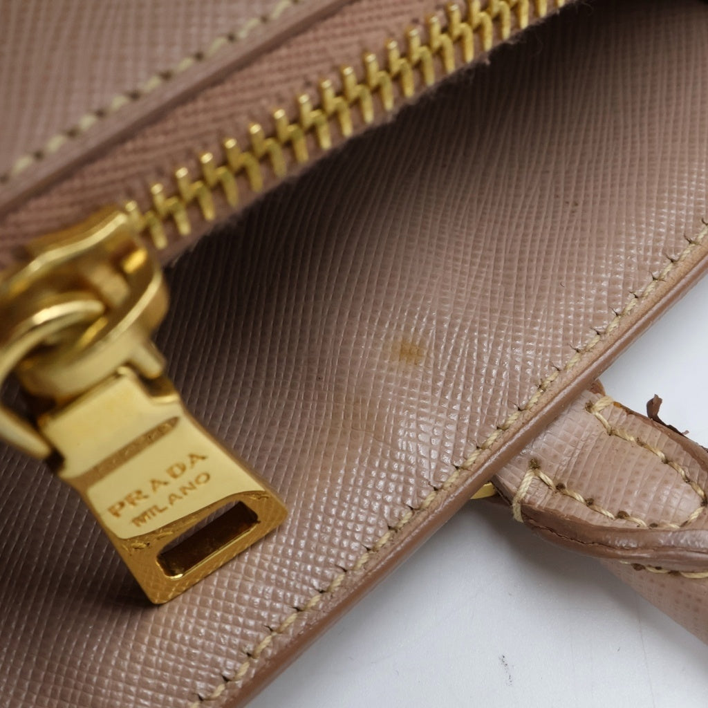 PRADA(プラダ) ガレリア 2WAYハンドバッグ ショルダーバッグ ピンクベージュ サフィアーノレザー BN1874 ゴールド金具 レディース
