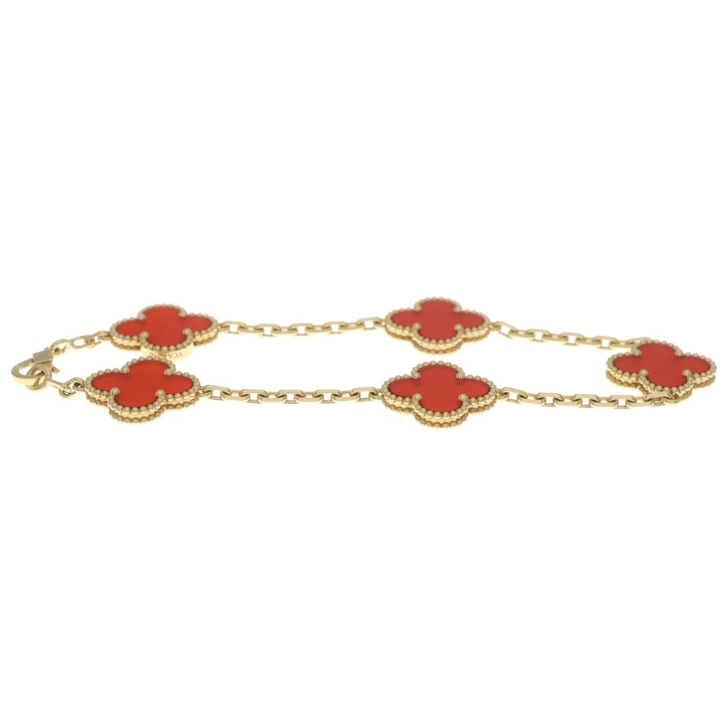 Van Cleef & Arpels(ヴァンクリーフアンドアーペル) ヴィンテージアルハンブラ 5モチーフ カーネリアン ブレスレット イエローゴールド Au750YG VCARD35500 レディース