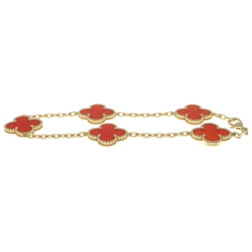 Van Cleef & Arpels(ヴァンクリーフアンドアーペル) ヴィンテージアルハンブラ 5モチーフ カーネリアン ブレスレット イエローゴールド Au750YG VCARD35500 レディース