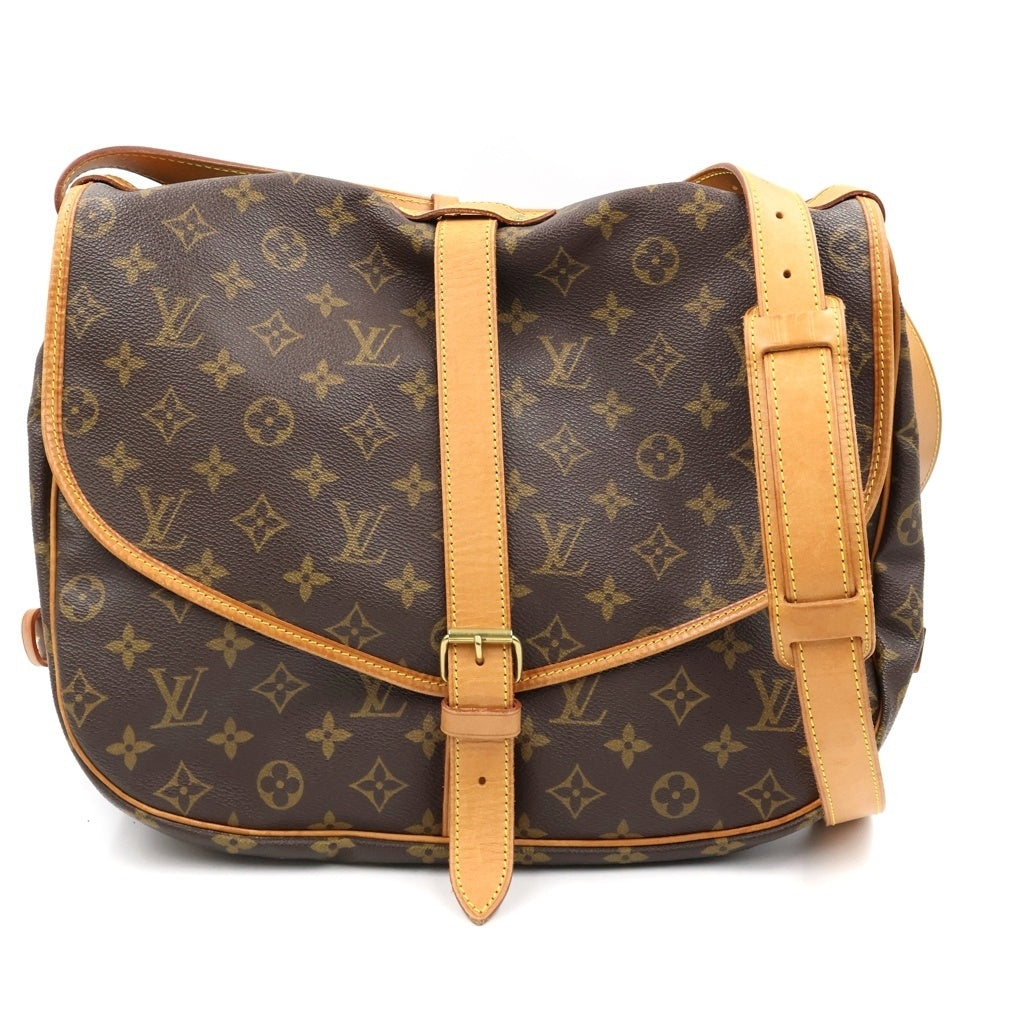 LOUIS VUITTON(ルイヴィトン) モノグラム ソミュール35 ショルダーバッグ ブラウン レザー×PVC M42254 ゴールド金具