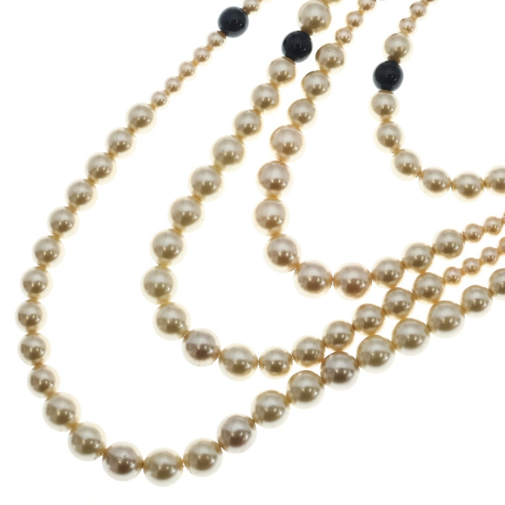 CHANEL(シャネル) ココマーク 4連 フェイクパール ブラック×ゴールド GP ネックレス レディース