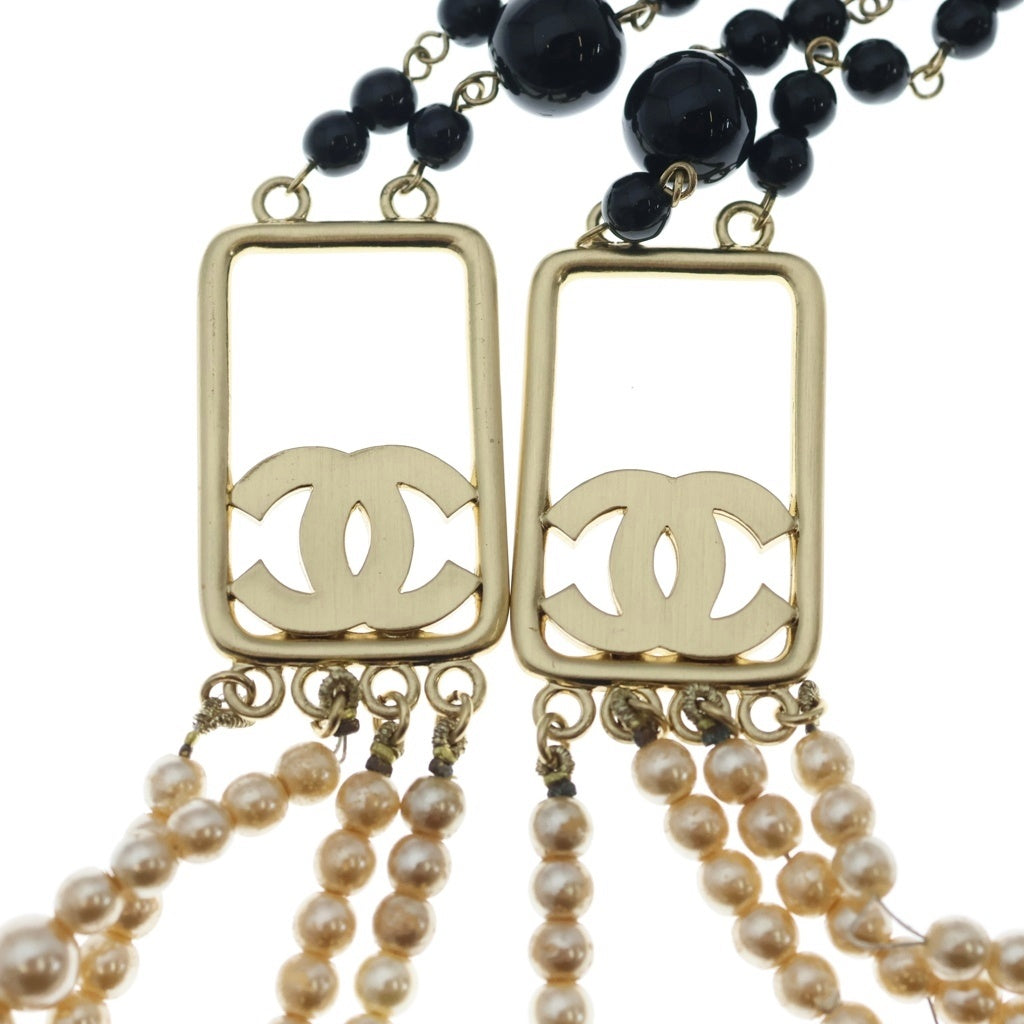 CHANEL(シャネル) ココマーク 4連 フェイクパール ブラック×ゴールド GP ネックレス レディース