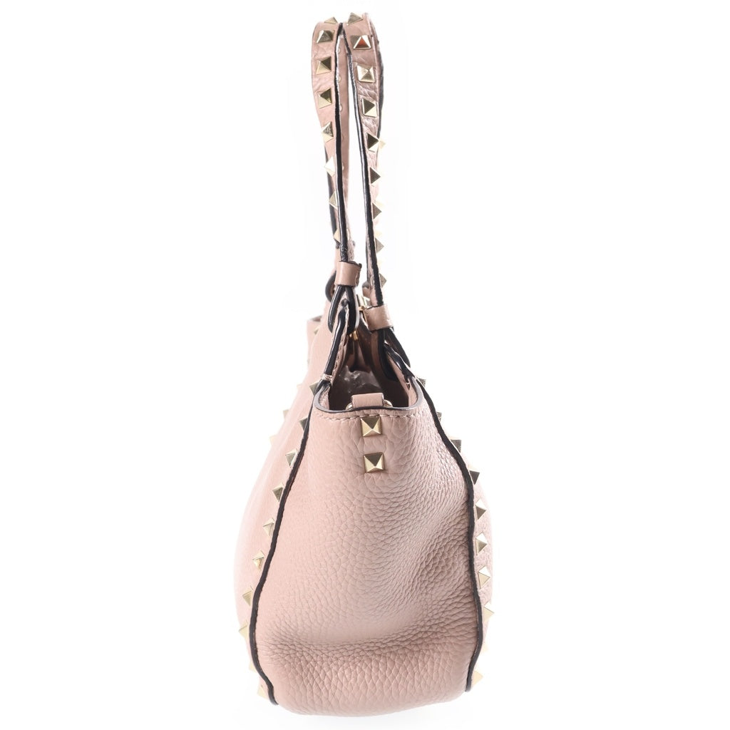VALENTINO(ヴァレンティノ) ロックスタッズ レザー 2WAY ハンド ショルダーバッグ ゴールド金具 ピンク レディース