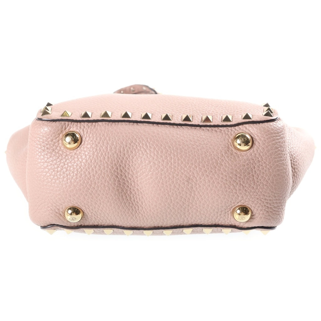 VALENTINO(ヴァレンティノ) ロックスタッズ レザー 2WAY ハンド ショルダーバッグ ゴールド金具 ピンク レディース