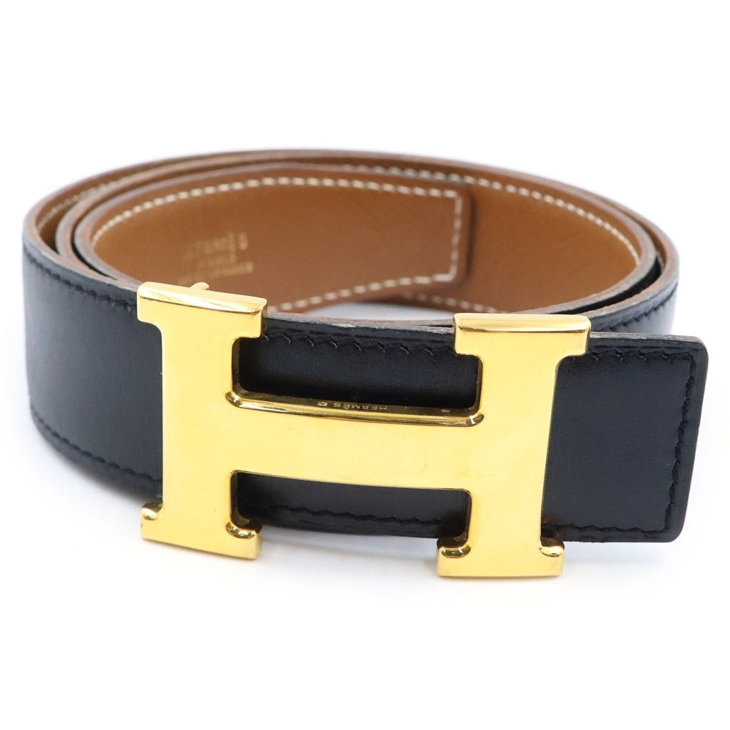 HERMES(エルメス) コンスタンス リバーシブル ゴールド金具 レザー ベルト 〇X刻印 #70 ブラック/ブラウン レディース