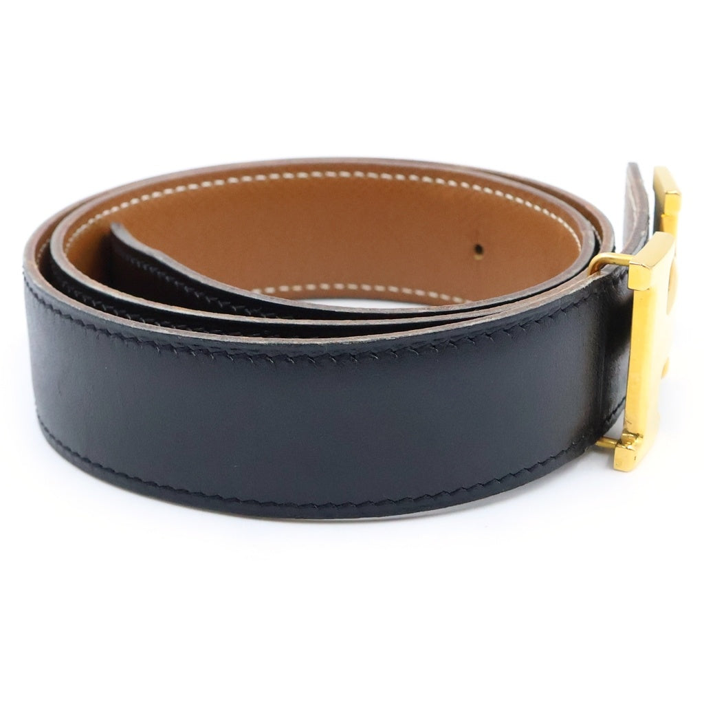HERMES(エルメス) コンスタンス リバーシブル ゴールド金具 レザー ベルト 〇X刻印 #70 ブラック/ブラウン レディース
