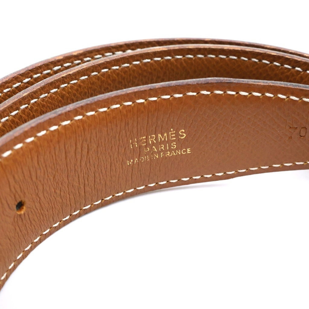 HERMES(エルメス) コンスタンス リバーシブル ゴールド金具 レザー ベルト 〇X刻印 #70 ブラック/ブラウン レディース