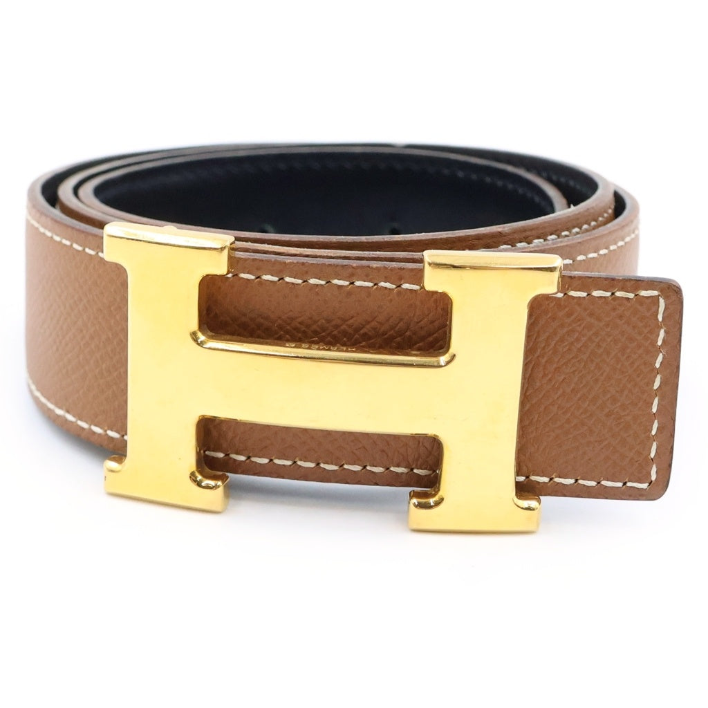 HERMES(エルメス) コンスタンス リバーシブル ゴールド金具 レザー ベルト 〇X刻印 #70 ブラック/ブラウン レディース