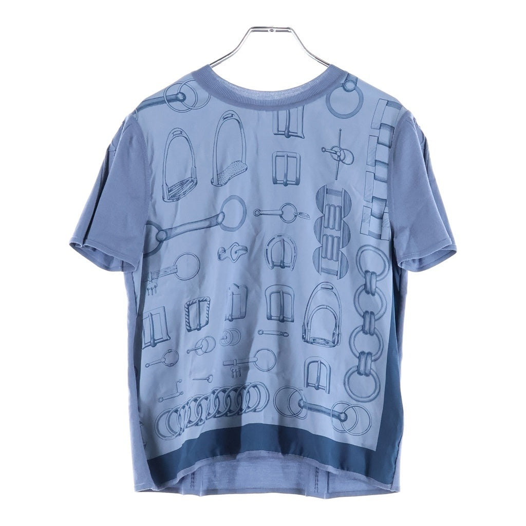 HERMES(エルメス) HERMES エルメス カイエ デュ コルポルトゥール 半袖セーター Tシャツ シルク×ウール ブルー・アドリアティック レディース