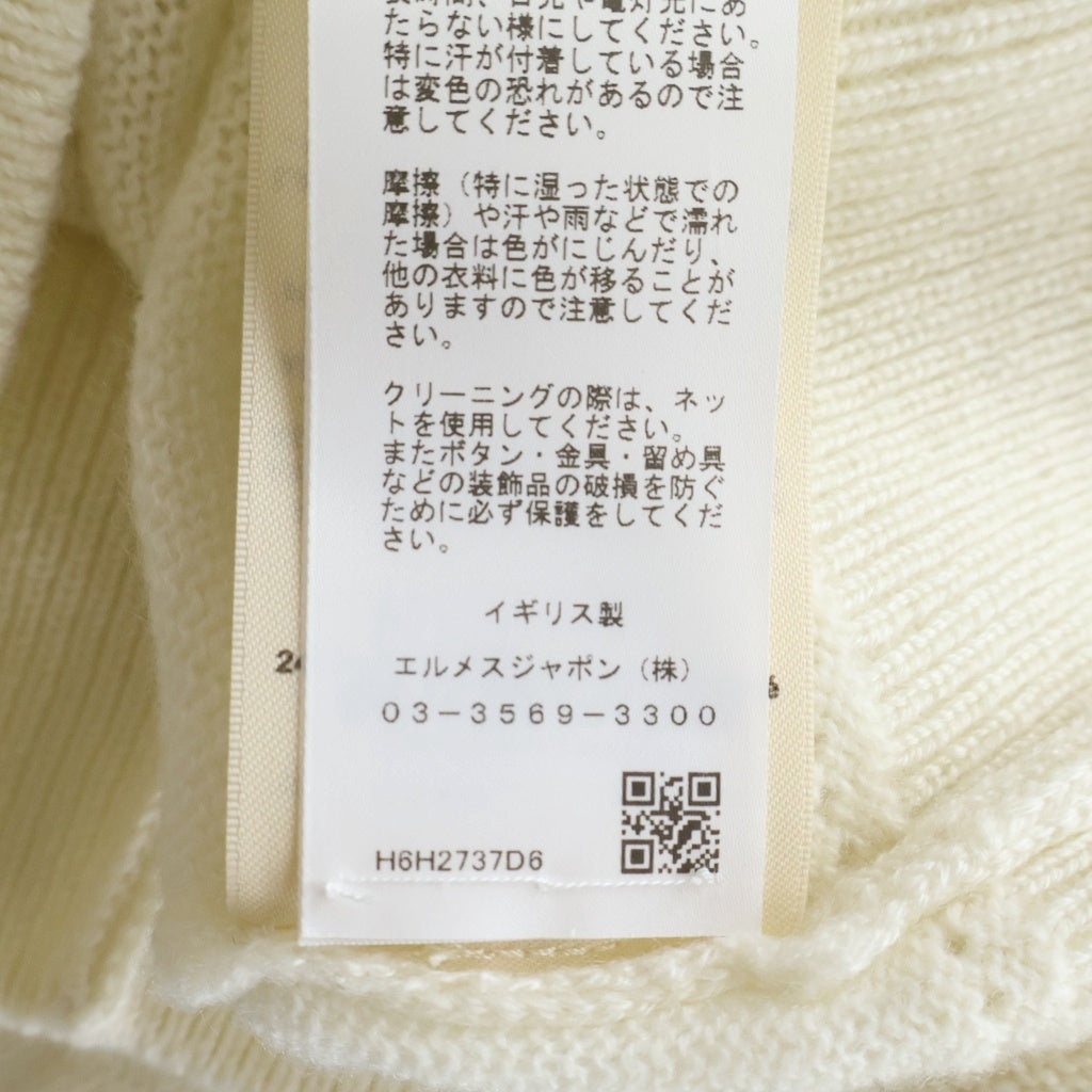 HERMES(エルメス) HERMES エルメス カーディガン ランセーニュ・デュ・セリエ モチーフ ニット Vネック カシミヤ ブラン・ナチュレル レディース