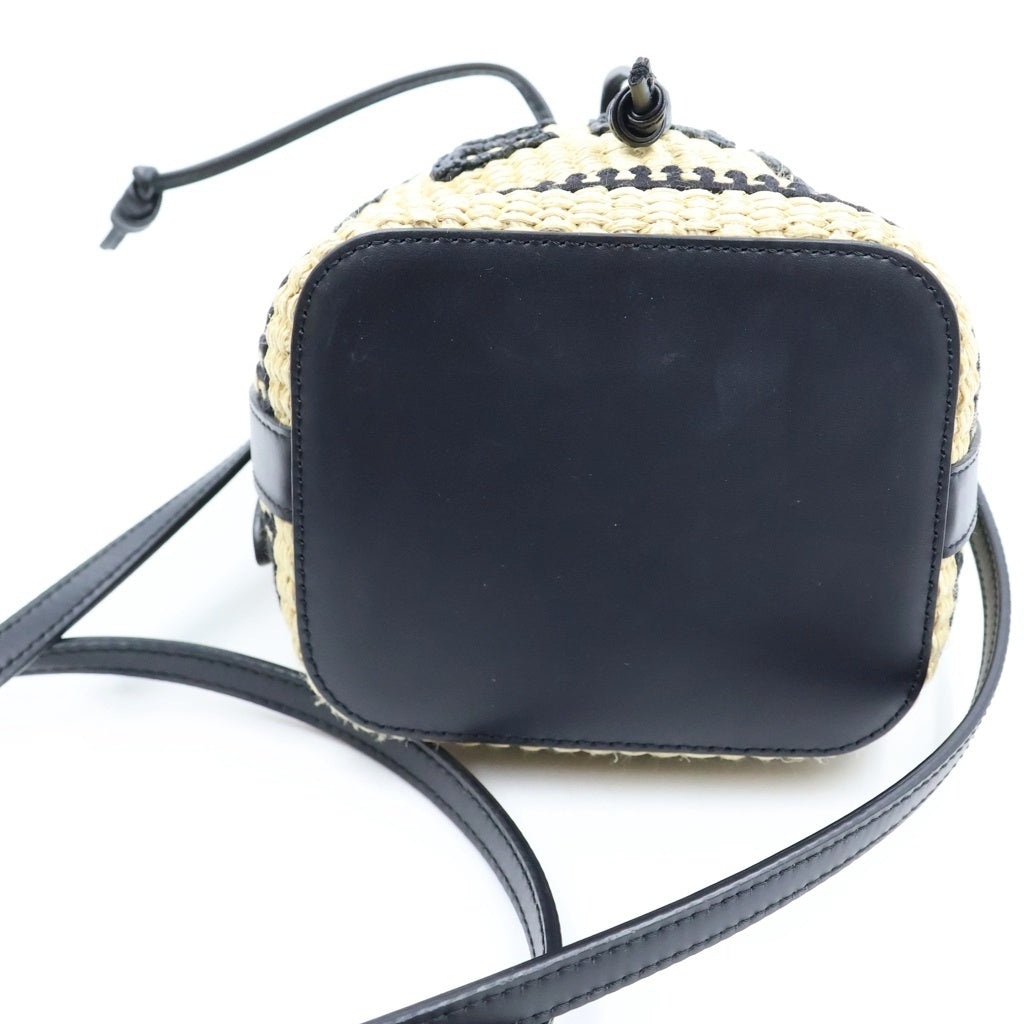 FENDI(フェンディ) モン トレゾール スモール ハンド ショルダーバッグ バケット ラフィア ベージュ/ブラック 8BS010 AKMV F0VPJ レディース