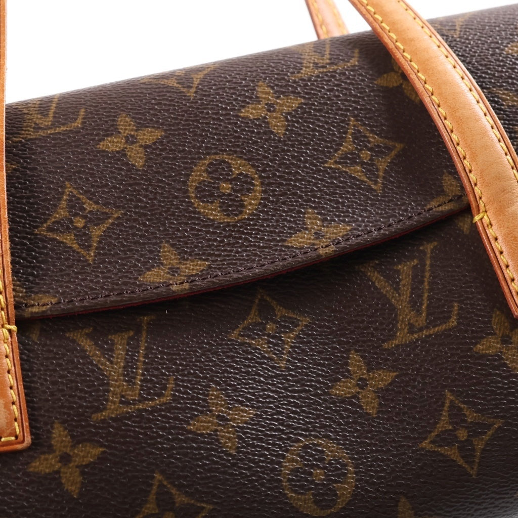 LOUIS VUITTON(ルイヴィトン) モノグラム ソナチネ ハンドバッグ ミニバッグ ブラウン レザー×PVC M51902 ゴールド金具 レディース