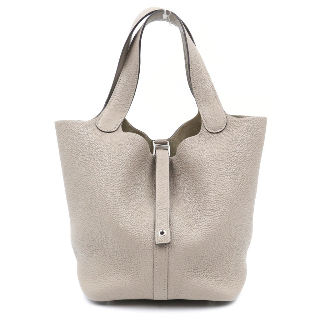 HERMES(エルメス) ピコタンロックMM グリアスファルト トリヨンモーリス レザー ハンドバッグ シルバー金具 ベージュ D刻印 レディース