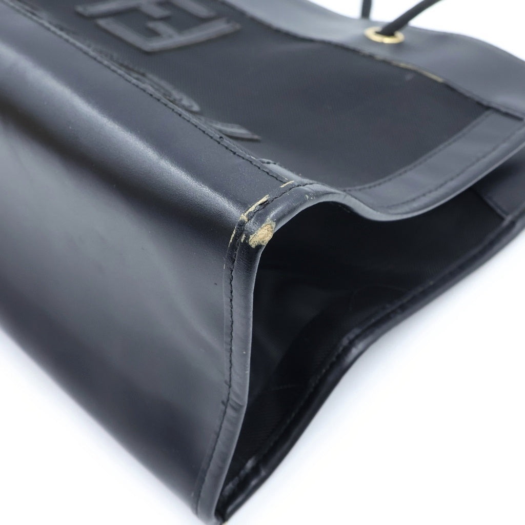 FENDI(フェンディ) ロゴメッシュ ハンドバッグ トートバッグ ブラック レザー ゴールド金具 レディース