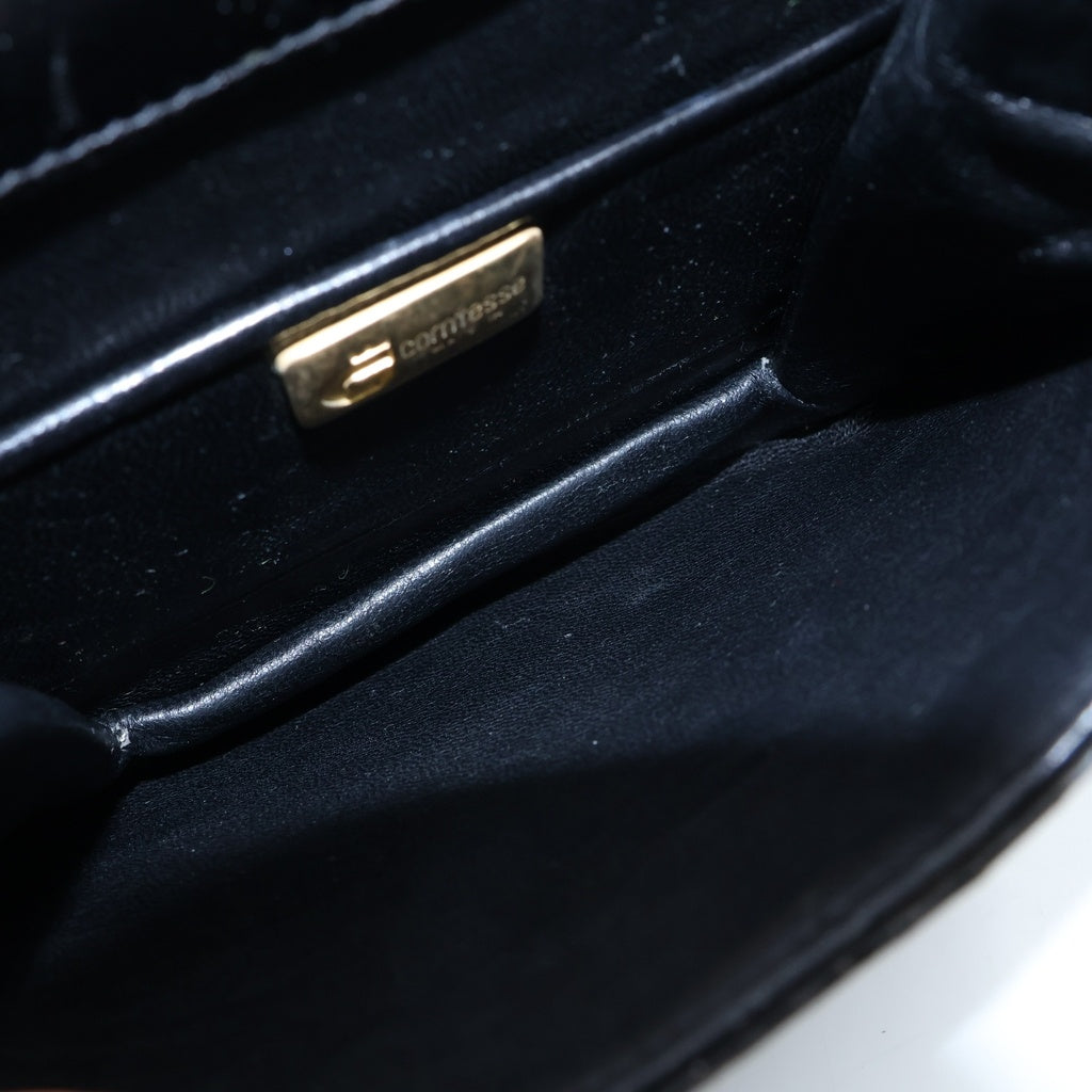NO BRAND(ノーブランド) COMTESSE コンテス クロコ ショルダーバッグ ブラック レディース