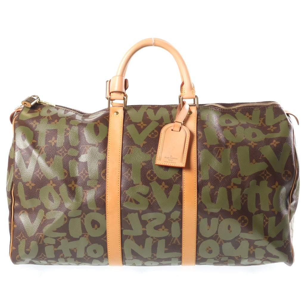 LOUIS VUITTON(ルイヴィトン) モノグラム グラフィティ キーポル50 ボストンバッグ ハンドバッグ トラベルバッグ カーキ×ブラウン レザー×PVC M92196 ゴールド金具 レディース