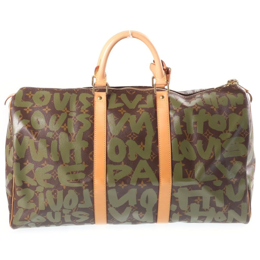 LOUIS VUITTON(ルイヴィトン) モノグラム グラフィティ キーポル50 ボストンバッグ ハンドバッグ トラベルバッグ カーキ×ブラウン レザー×PVC M92196 ゴールド金具 レディース