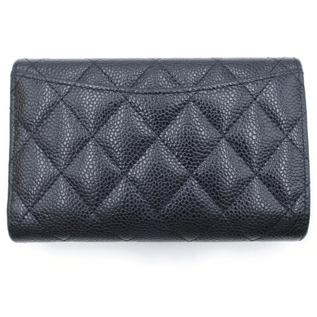 CHANEL(シャネル) マトラッセ 3つ折り財布 ウォレット キャビアスキン レザー ブラック 32番台 レディース
