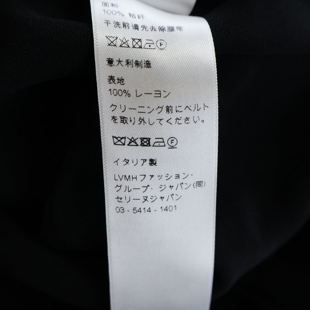 CELINE(セリーヌ) 26SS WRAP DRESS ラップドレス キャディ ゴールドチャーム装飾 半袖ワンピース レーヨン ブラック RR0K80T25.38NO レディース