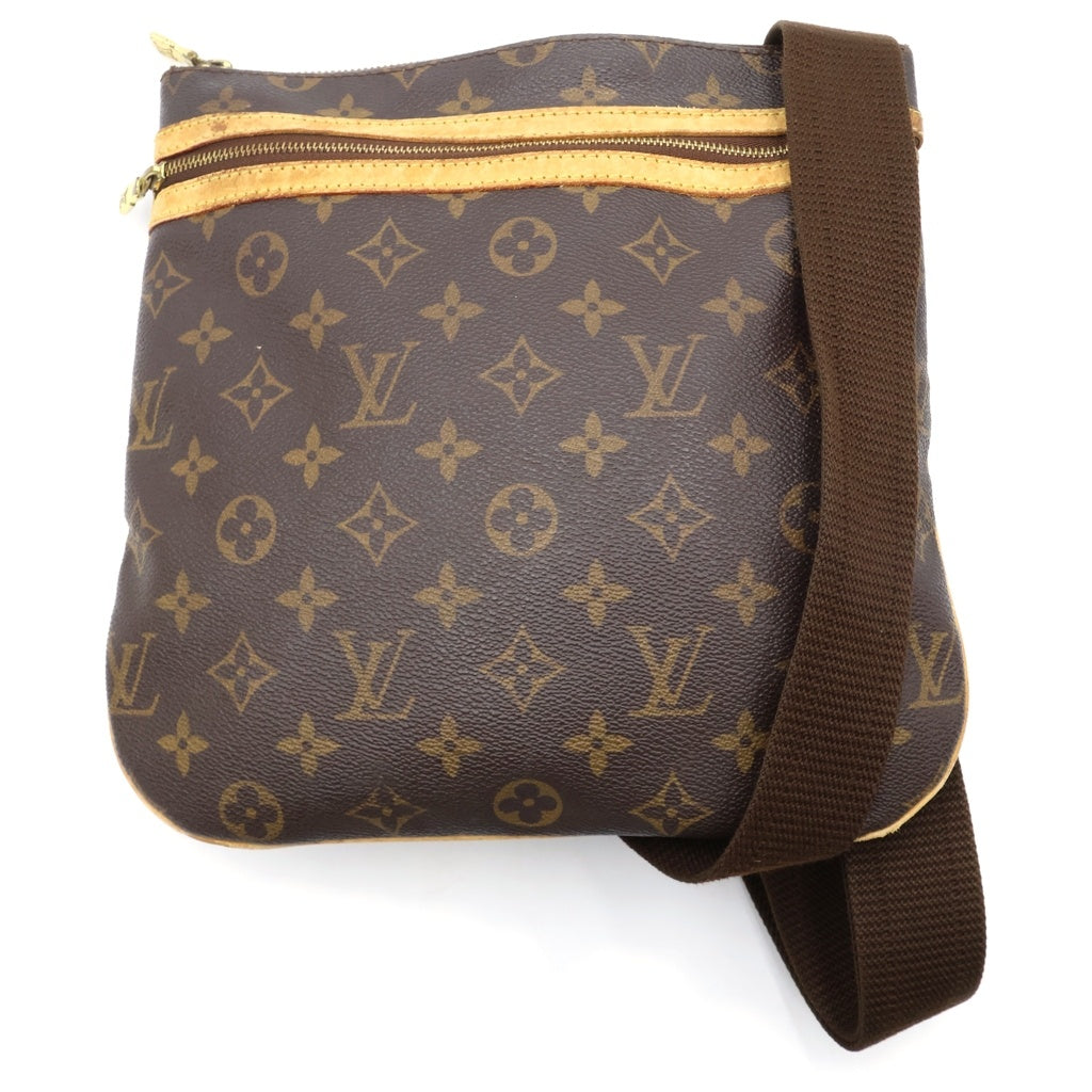 LOUIS VUITTON(ルイヴィトン) モノグラム ポシェットボスフォール ショルダーバッグ ブラウン レザー×PVC M40044 ゴールド金具 レディース