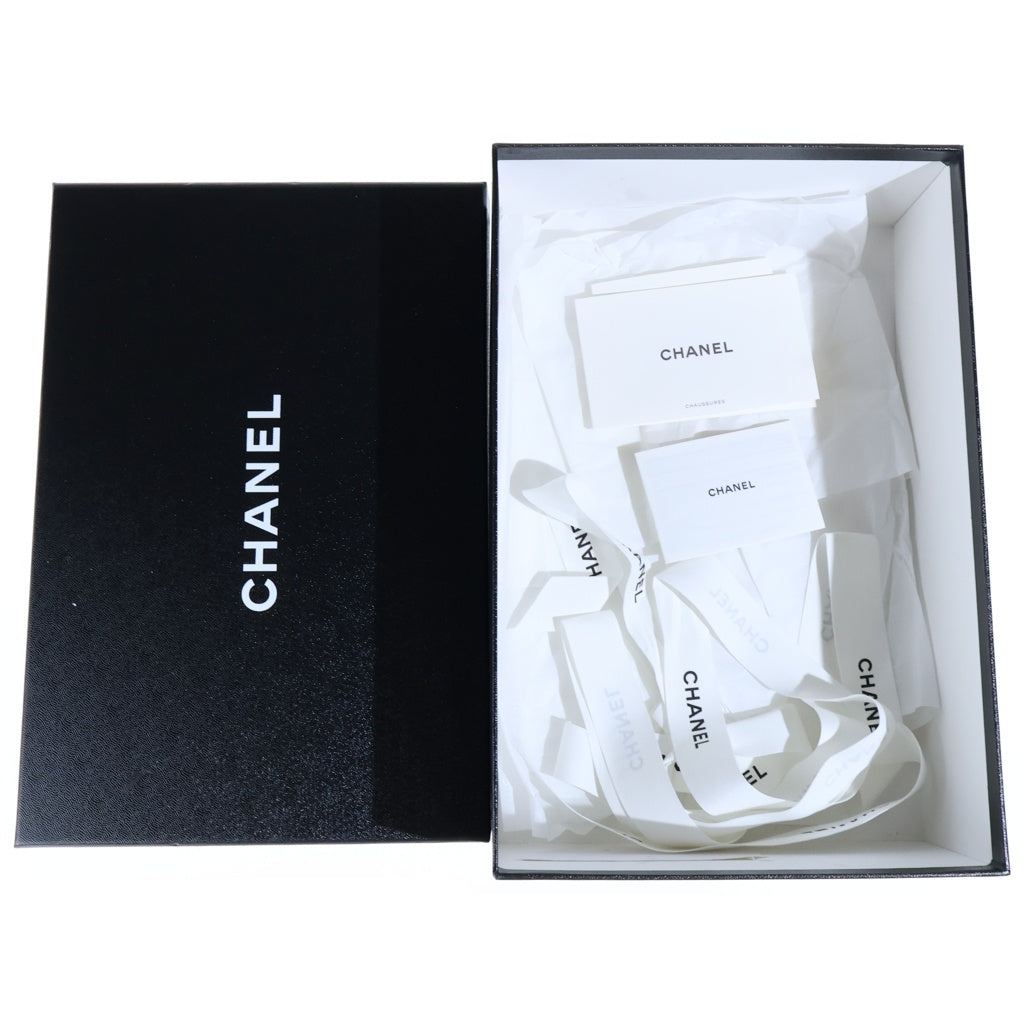 CHANEL(シャネル) ココマーク リボン バレエ レザー フラットシューズ ブラック レディース