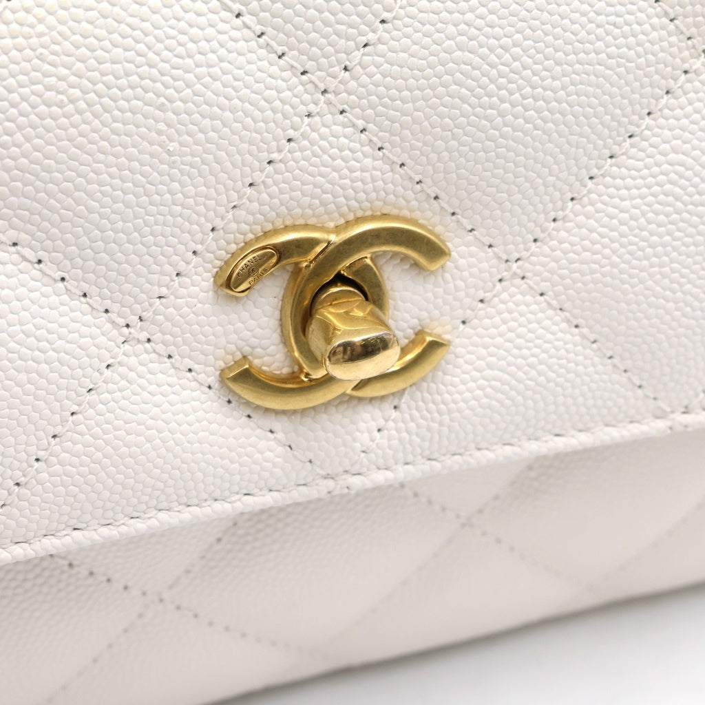 CHANEL(シャネル) マトラッセ 2WAYチェーンショルダーバッグ ハンドバッグ 2WAY キャビアスキン ホワイト ゴールド金具 レディース