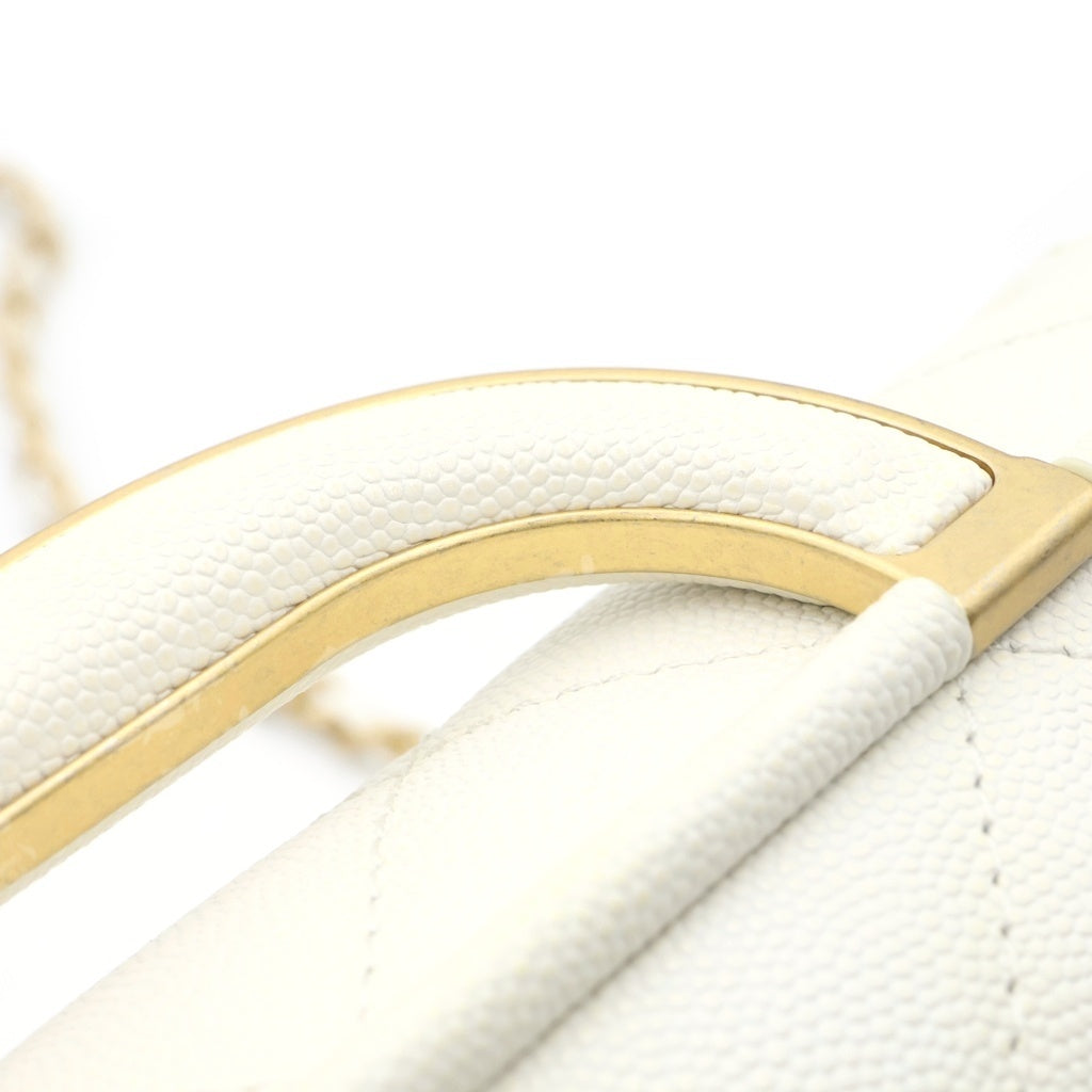 CHANEL(シャネル) マトラッセ 2WAYチェーンショルダーバッグ ハンドバッグ 2WAY キャビアスキン ホワイト ゴールド金具 レディース