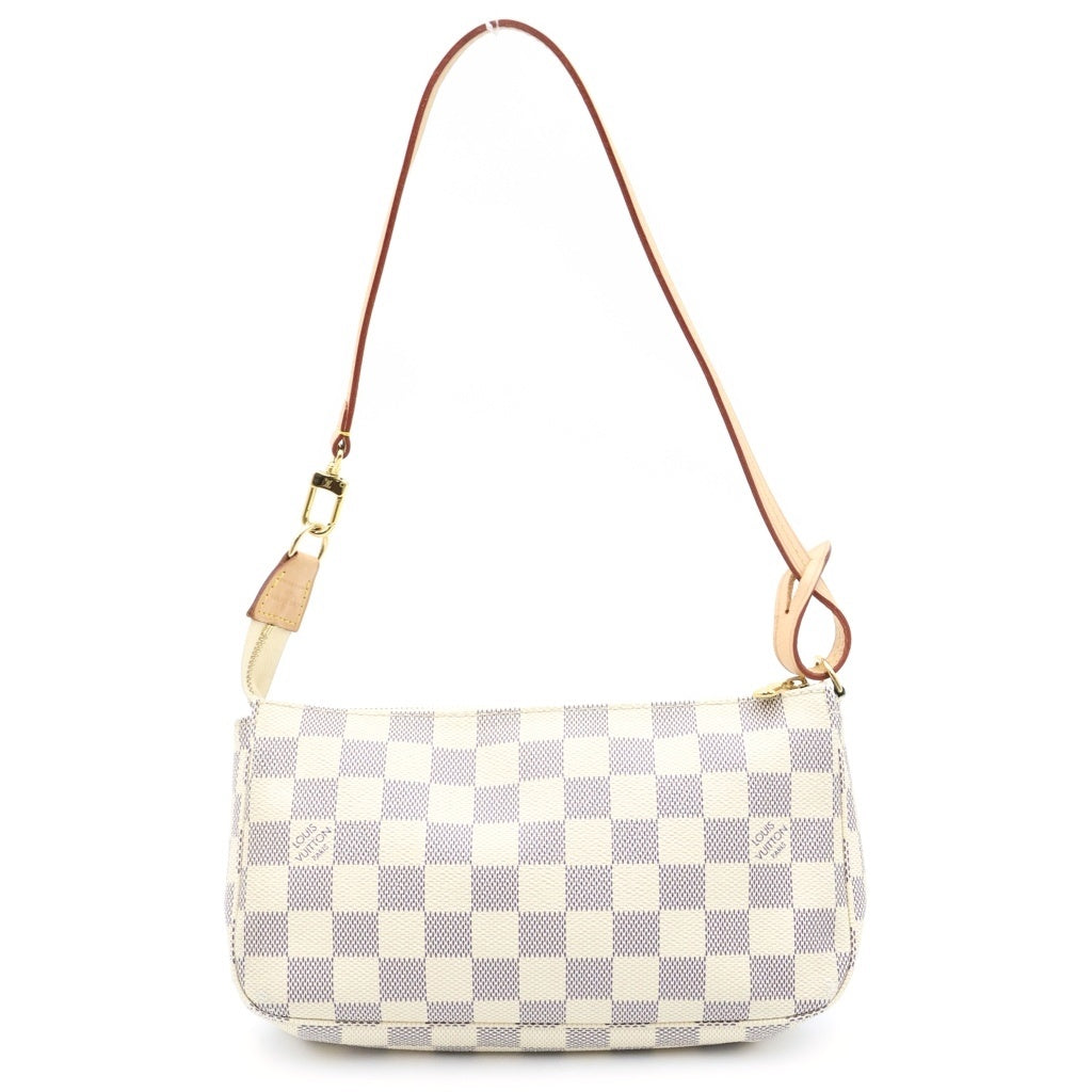 LOUIS VUITTON(ルイヴィトン) ダミエアズール ポシェット アクセソワール ハンドバッグ PVC レザー ホワイト N41207 レディース
