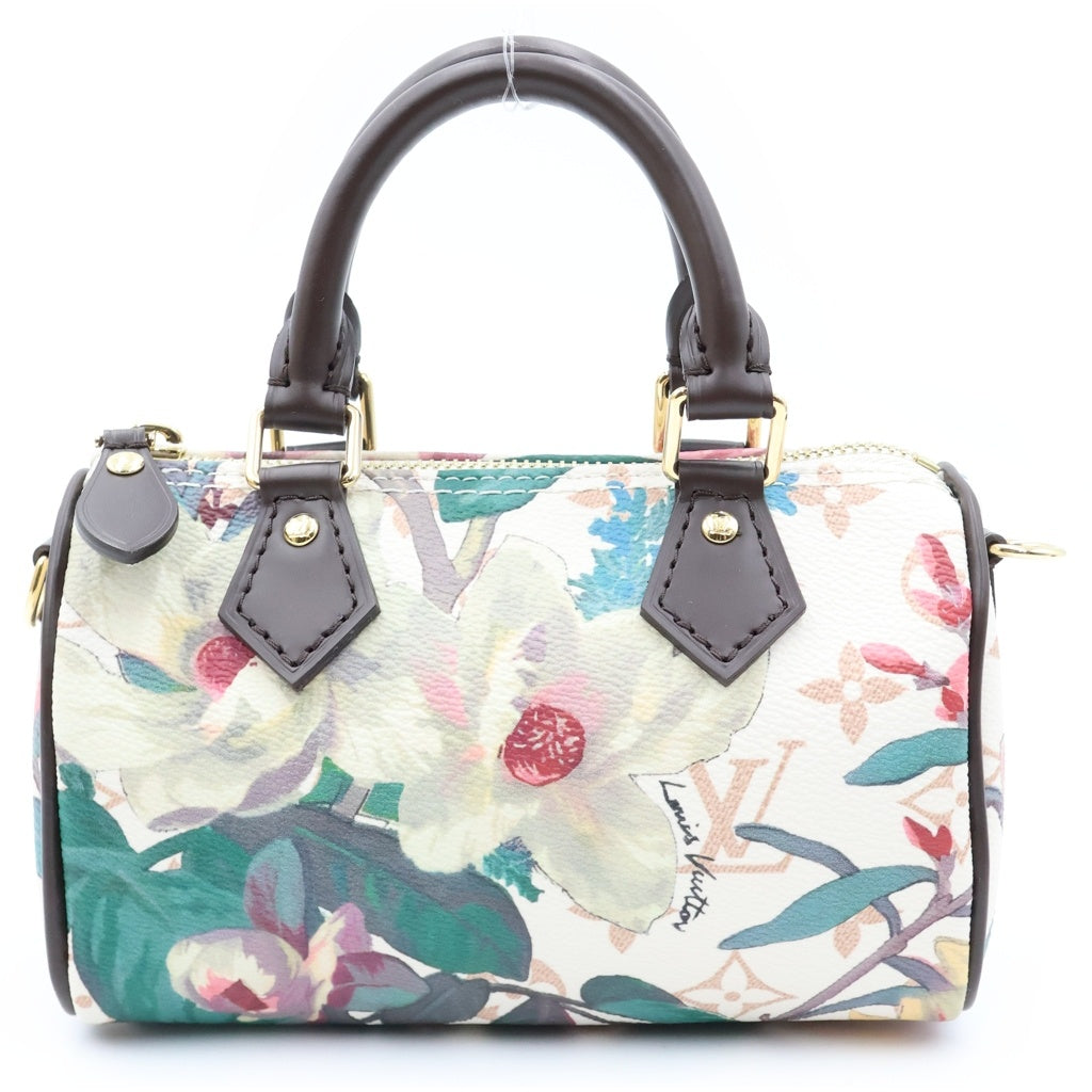 LOUIS VUITTON(ルイヴィトン) モノグラムデュンヌ ナノ スピーディー 2WAYハンドバッグ ショルダーバッグ ホワイト×ブラウン レザー×PVC M29149 ゴールド金具 レディース