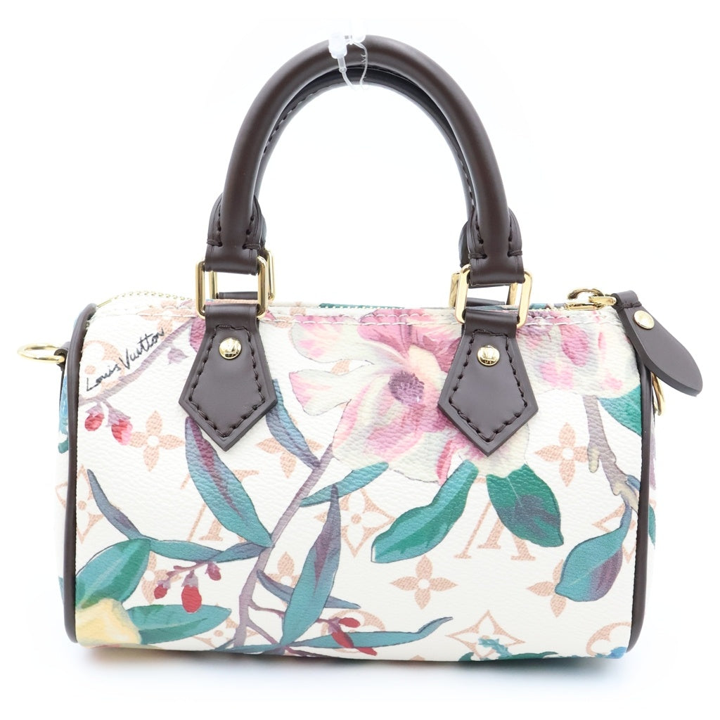 LOUIS VUITTON(ルイヴィトン) モノグラムデュンヌ ナノ スピーディー 2WAYハンドバッグ ショルダーバッグ ホワイト×ブラウン レザー×PVC M29149 ゴールド金具 レディース