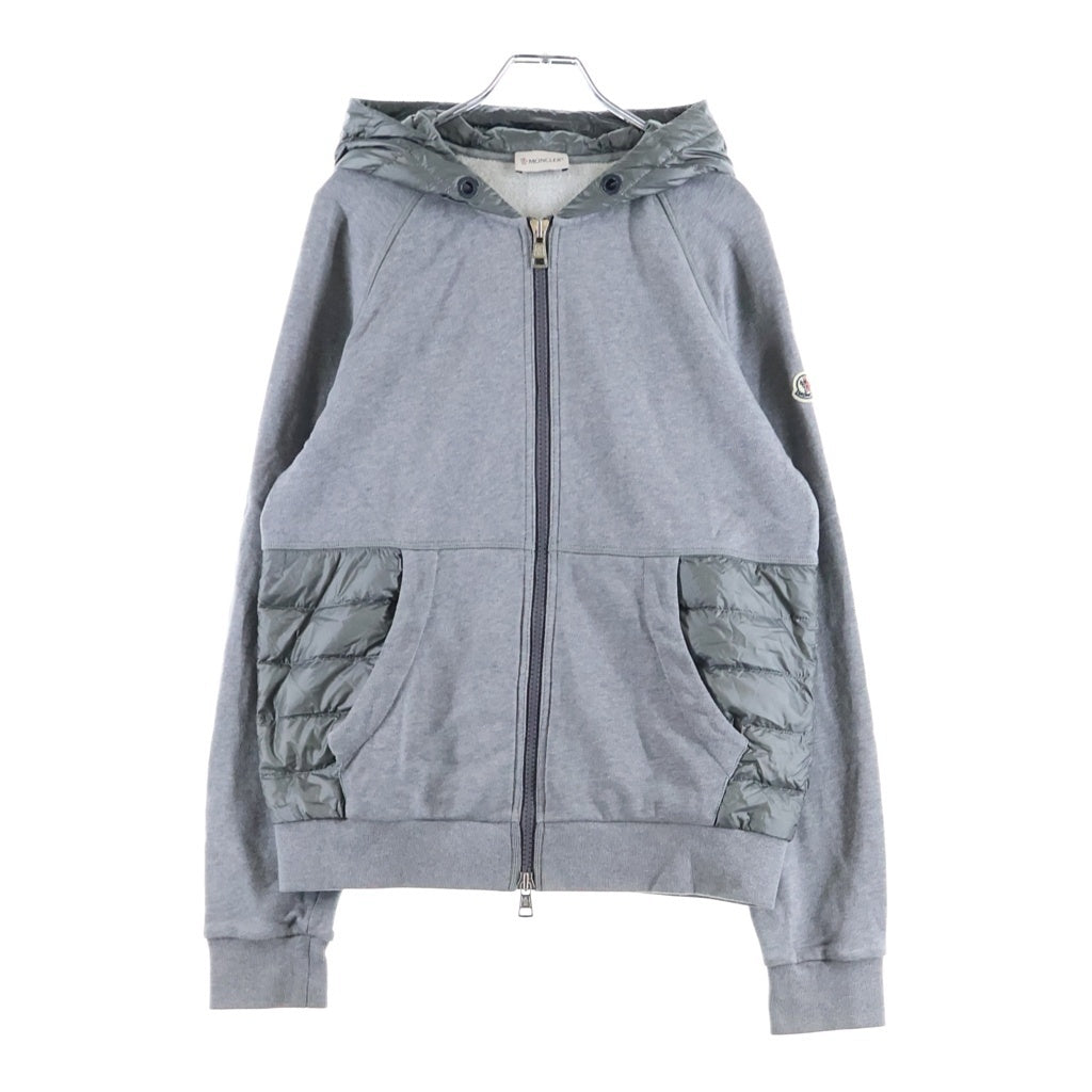 MONCLER(モンクレール) MAGLIA CARDIGAN ナイロン切り替え ジップアップパーカー フーディー コットン グレー D20918400600