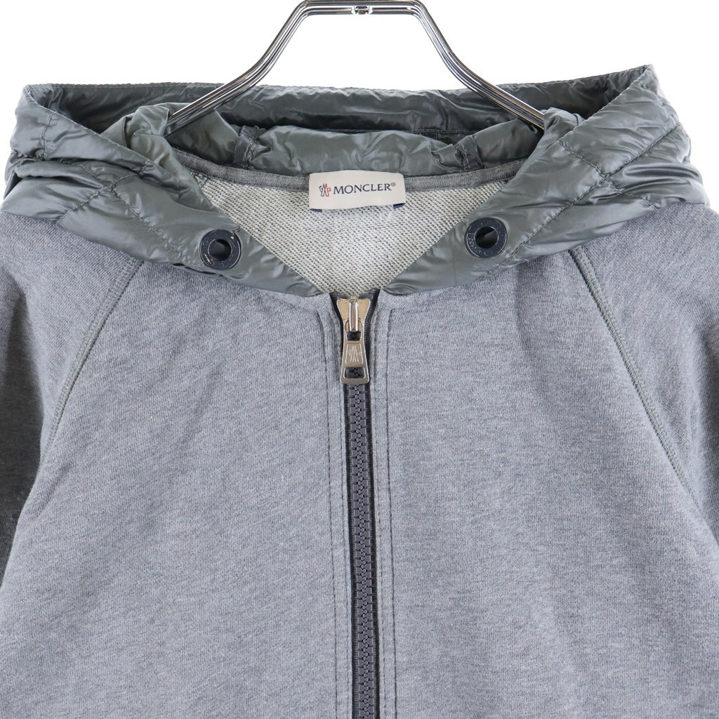MONCLER(モンクレール) MAGLIA CARDIGAN ナイロン切り替え ジップアップパーカー フーディー コットン グレー D20918400600