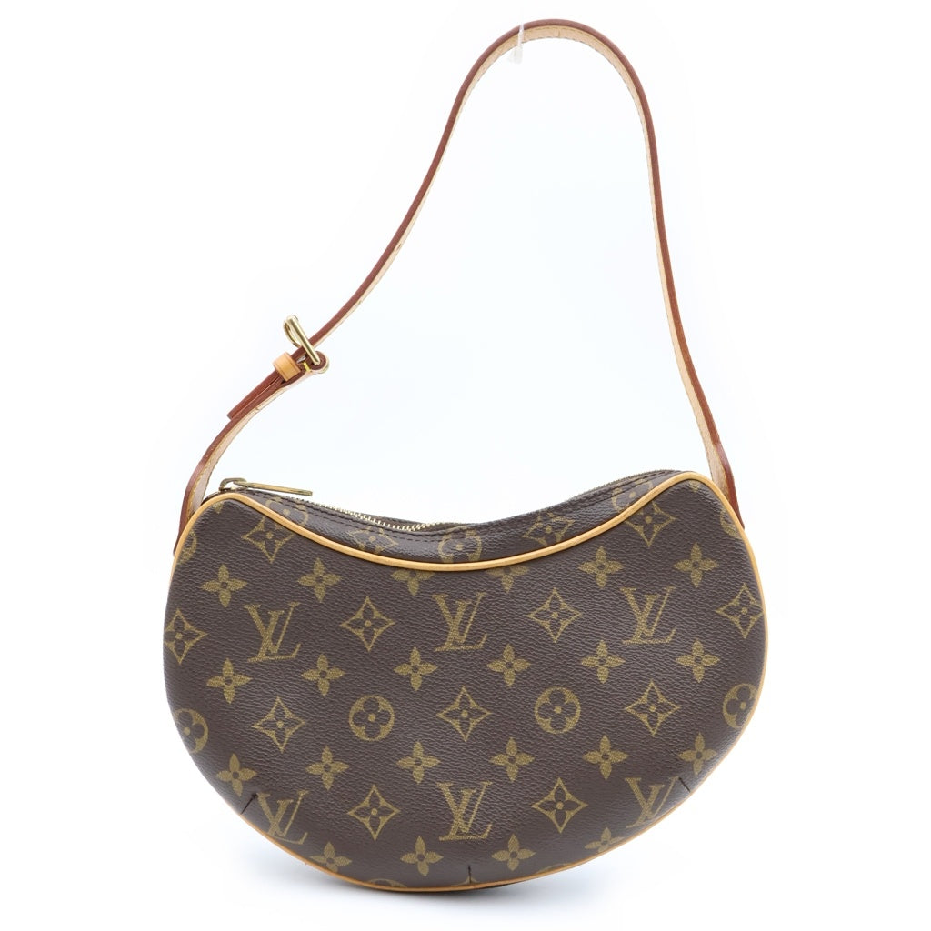 LOUIS VUITTON(ルイヴィトン) モノグラム ポシェット クロワッサン ワンショルダーバッグ ブラウン レザー×PVC M51510 ゴールド金具 レディース
