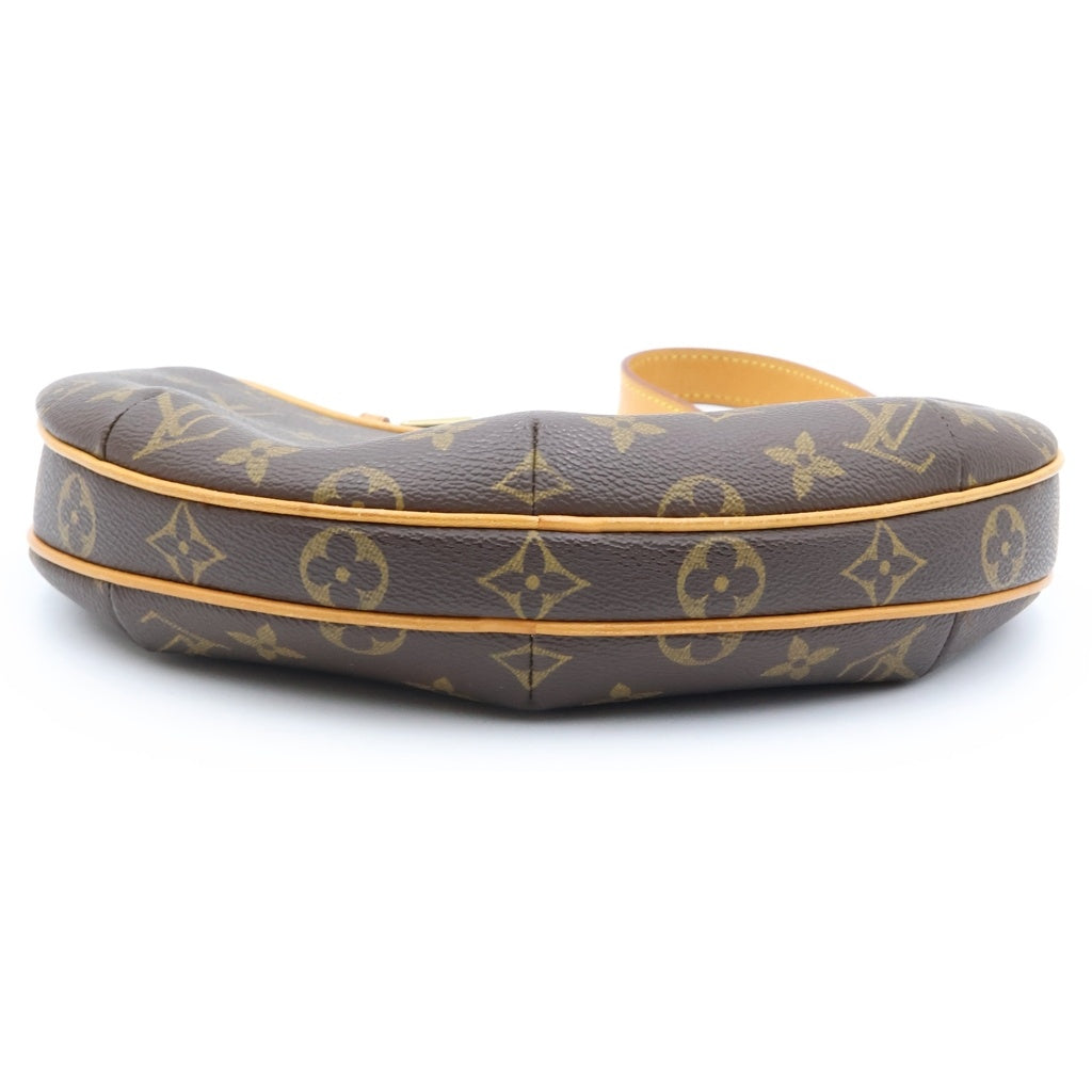 LOUIS VUITTON(ルイヴィトン) モノグラム ポシェット クロワッサン ワンショルダーバッグ ブラウン レザー×PVC M51510 ゴールド金具 レディース