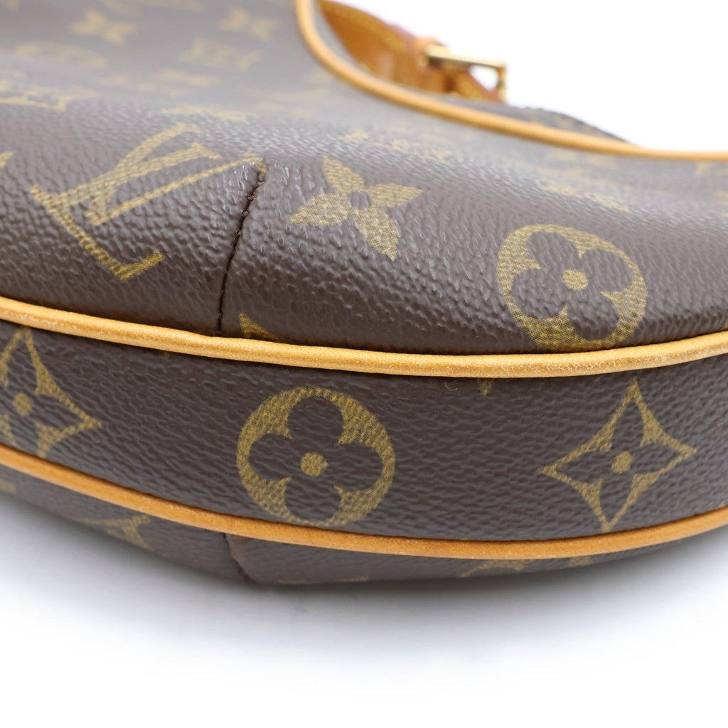 LOUIS VUITTON(ルイヴィトン) モノグラム ポシェット クロワッサン ワンショルダーバッグ ブラウン レザー×PVC M51510 ゴールド金具 レディース