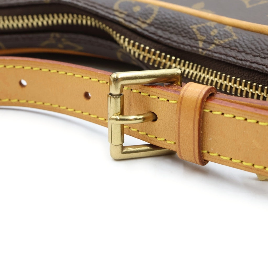 LOUIS VUITTON(ルイヴィトン) モノグラム ポシェット クロワッサン ワンショルダーバッグ ブラウン レザー×PVC M51510 ゴールド金具 レディース