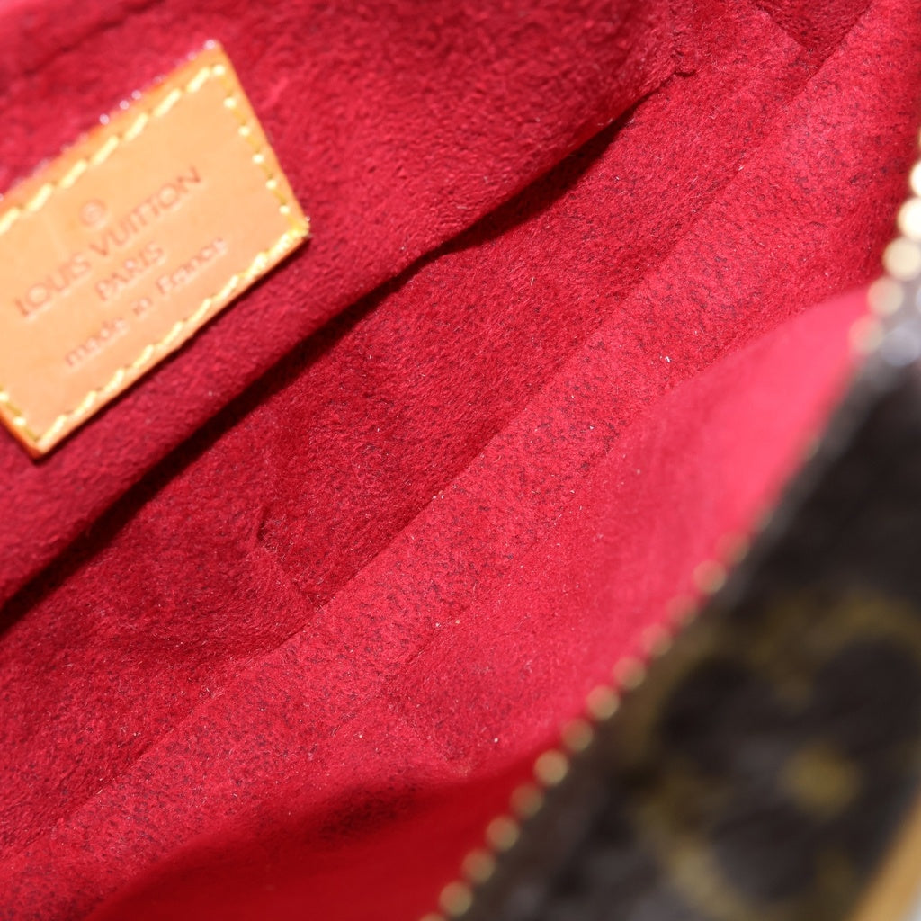 LOUIS VUITTON(ルイヴィトン) モノグラム ポシェット クロワッサン ワンショルダーバッグ ブラウン レザー×PVC M51510 ゴールド金具 レディース